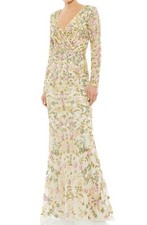 Mac Duggal Floral Sequin Long Sleeve Trumpet Gown- Size 6 -  LK 1118A 
