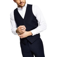 Alfani Men's Blue Diamond Grid Slim Stretch Tuxedo Suit Vest S NEW TESAVPWX0030