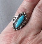 Vtg. Fred Harvey Era Maisel's Sterling Silver Elongated Turquoise Ring -- Sz. 6 — photo 4