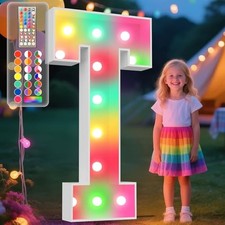 Marquee Light Up Letters, 34 Colors Changing Marquee Letter 4 4FT Letter T