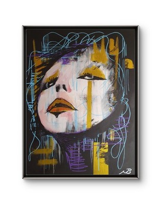 DARK FEMALE PORTRAIT 12x16 NEO EXPRESSIONISM ORIGINAL ARTWORK ON CANVAS NEW