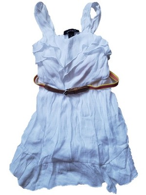 Girls White Boho Chic Belted Flowy Layered Ruffles Lightweight Summer Dress 4