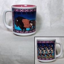 Vintage Native American Buffalo Mug Great Spirit Kachina Dancer Rod Velarde 90s