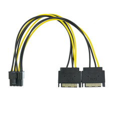 Dual SATA to 8 Pin 6 2 Pin Video Card GPU Power Supply Cable 8.6Inch 22Cm 1 P