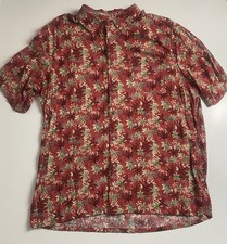 Campia Moda Hawaiian Button Up Aloha Shirt 100 Cotton Vintage Red XL H127