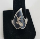 Vintage Thai Nakon Ring Sterling Silver Ring Niello Siam Thailand Dancer Goddess