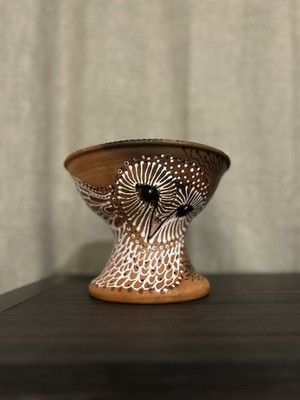 Beautiful Barn Owl And Raven Hand Painted Mica Clay Burning Bowl By PattyMara