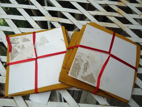 Woodbridge Designs Gold Beaded Coasters Set of 8 NEW Made in India Fabric Backed - Picture 4 of 8