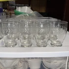 Vintage Set 8 Anchor Hocking Laurel Leaf Footed Tumbler Glass Juice 4 1/2 Curved