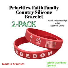 7.5" Engraved Red Bracelet: | Charlie Kirk | Freedom, Faith, Family, Country