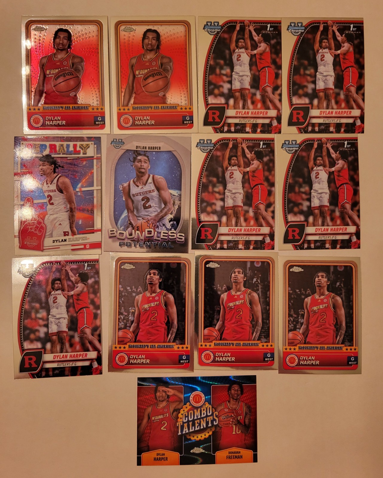 2024-25 Bowman Chrome University Dylan Harper 1st Chrome Refractor Rutgers #22