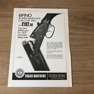 GUNS02 MAGAZINE ADVERT 12X9 BRNO SUPER SIDELOCK EJECTOR O&U