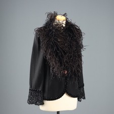 Giacca Vintage Maglia con Piume di Struzzo Taglia L Anni 80-90 Originale