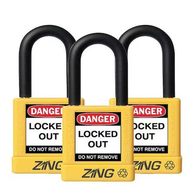 Zing 7068 Lockout Padlock, Keyed Alike, Aluminum, Yellow, 1 1/2 In Shackle