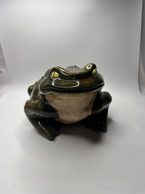 Vintage 13'' Glazed Ceramic Frog Toad Statue Garden Patio Yard Art Figurine