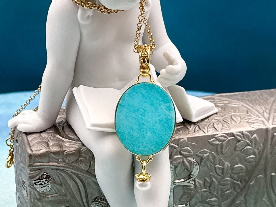 Colgante de piedras preciosas de amazonita 925SS/YGP TAGLIAMONTE (3615P-Amazonita)*Reg. $200 Foto 4 de 4