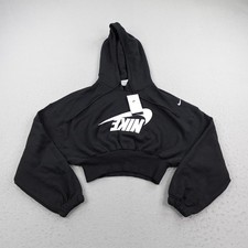 Nike Hoodie Womens Small Oversized Cropped French Terry Pullover Sweatshirt NEW