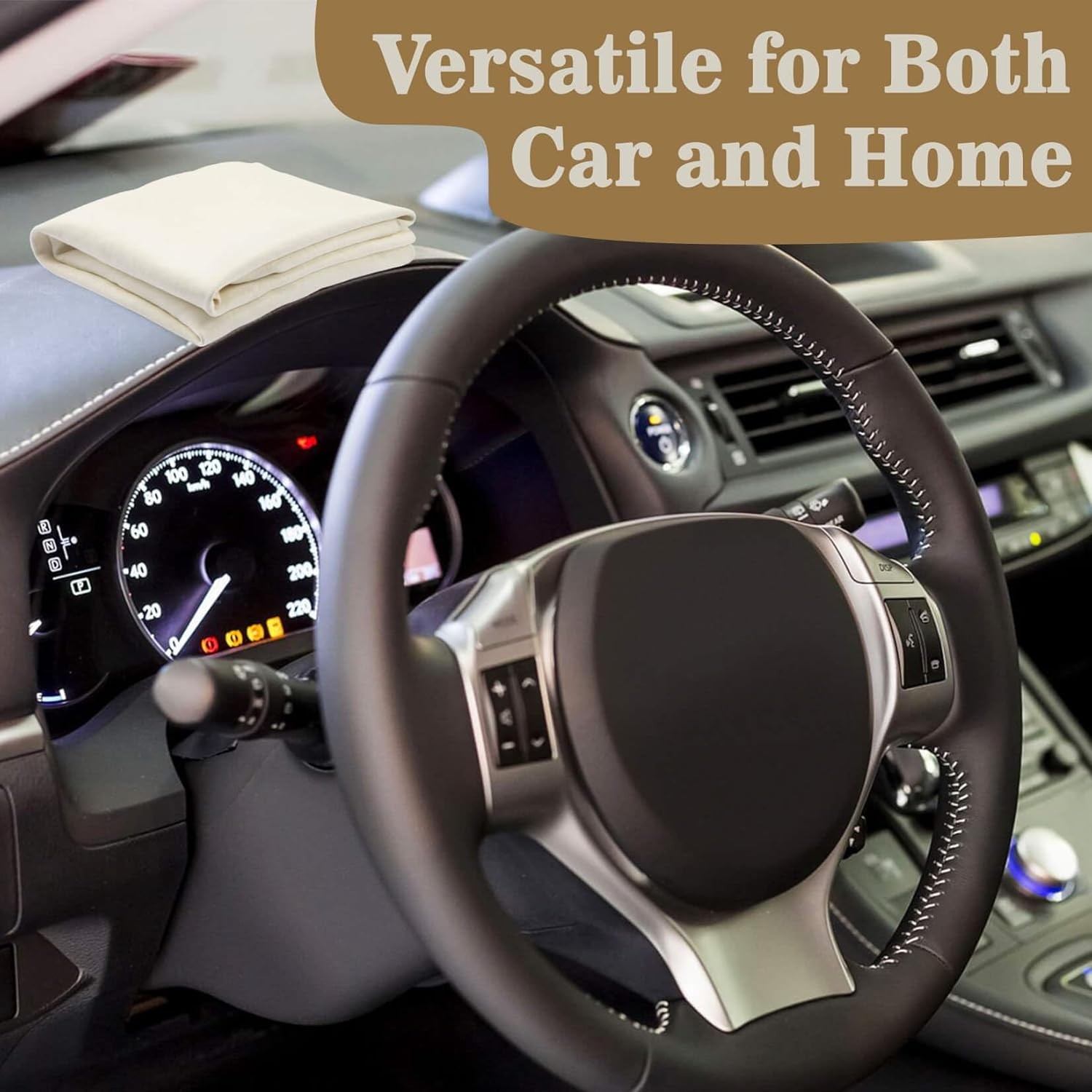 MAQIHAN Chamois Cloth for Car - Sheepskin Cleaning 23.6"x35.4", Beige 