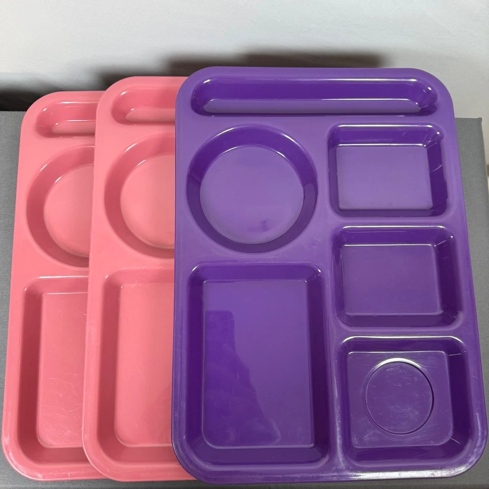 Silite 614 Pink Purple Divided Lunch Tray School Cafeteria Meal Prep Reusable - Image 4 of 4