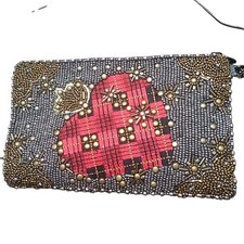 Mary Frances Heart crownMini Crossbody Beaded Handbag Heart