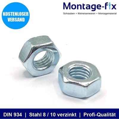 Sechskantmuttern DIN 934 ISO 4032 metrisch Stahl 8 / 10 Muttern verzinkt M3-M30