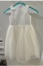 David  s Bridal Satin Flower Girl Dress With Tulle Skirt- Ivory-2t