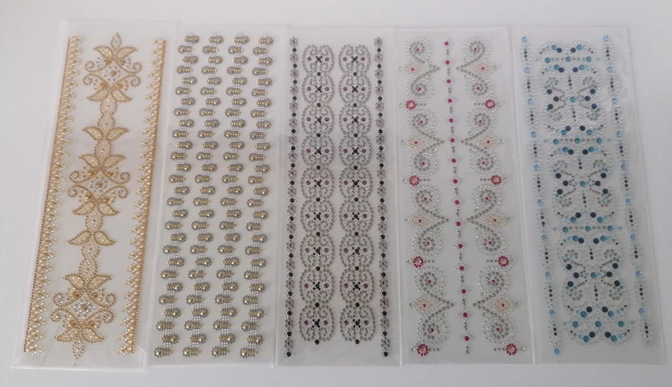 5 Bogen Strass-Bordüren mehrfarbig von "Ideen mit Herz" - Bild 2 von 2