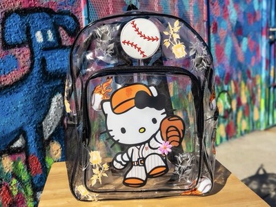 HELLO KITTY SF Giants Clear Backpack 15  - Black | Handmade W/ Custom Embroidery