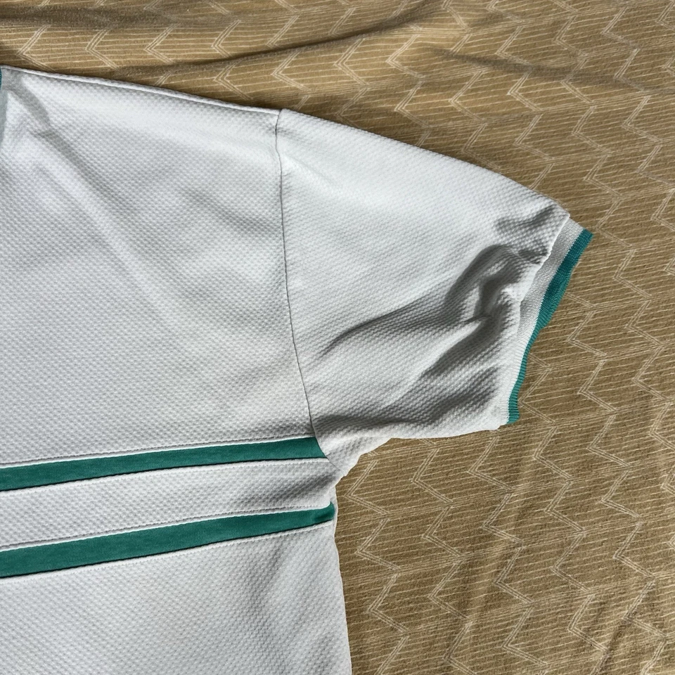 Camisa Polo Vintage Expressions Para Hombre Mediana Verde Blanco Color Block Tenis Golf M Foto 4 de 4