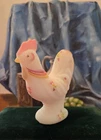 Hand Painted Fenton Satin Glass  Rooster Figurine