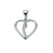 9Ct White Gold 0.10Ct Diamond Heart Pendant Fine Jewellery Hand-Finished