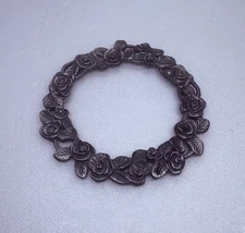 Vintage Pewter Potpourri Jar Lid Top Roses Floral Trivet 5” Art Decor 36