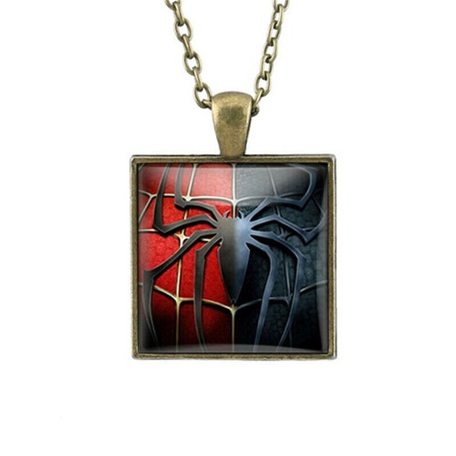 Batman Spiderman Hero Black Bronze Silver Square Pendant Necklace Free Gift Bag - Picture 5 of 25