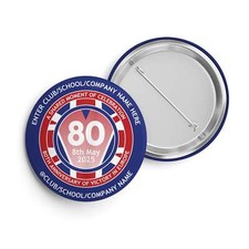 VE Day 80th Anniversary CUSTOM NAME Standard Pin Badge Design 1 - Special Editio
