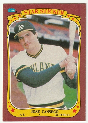 JOSE CANSECO 1986 FLEER STAR STICKER  #19 - ROOKIE RC - OAKLAND A'S