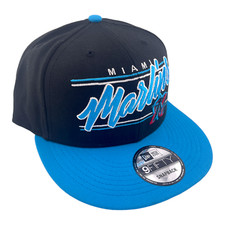 New Era Miami Marlins Team Script Logo Black/Blue/Grey UV 9FIFTY Snapback Hat
