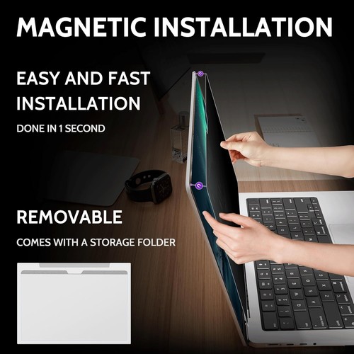 Magnetic 360° Privacy Screen for Macbook Pro 13” - Anti-glare & Blue Light Block - Picture 4 of 10