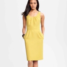 Banana Republic Chartreuse Jacquard Cocktail Sleeveless Dress  Size 2 - EUC!!