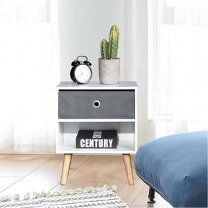 Modern Wood Cabinet Bedside Table End Side Storage Nightstand 1 Fabric Drawer 703633611253 Ebay