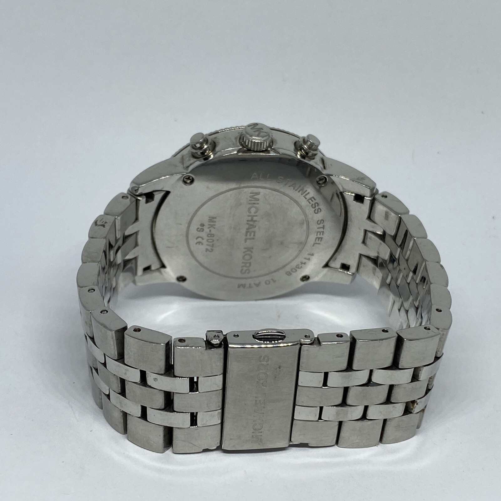 MK8072 Silver Knurl Chronograph Watch 