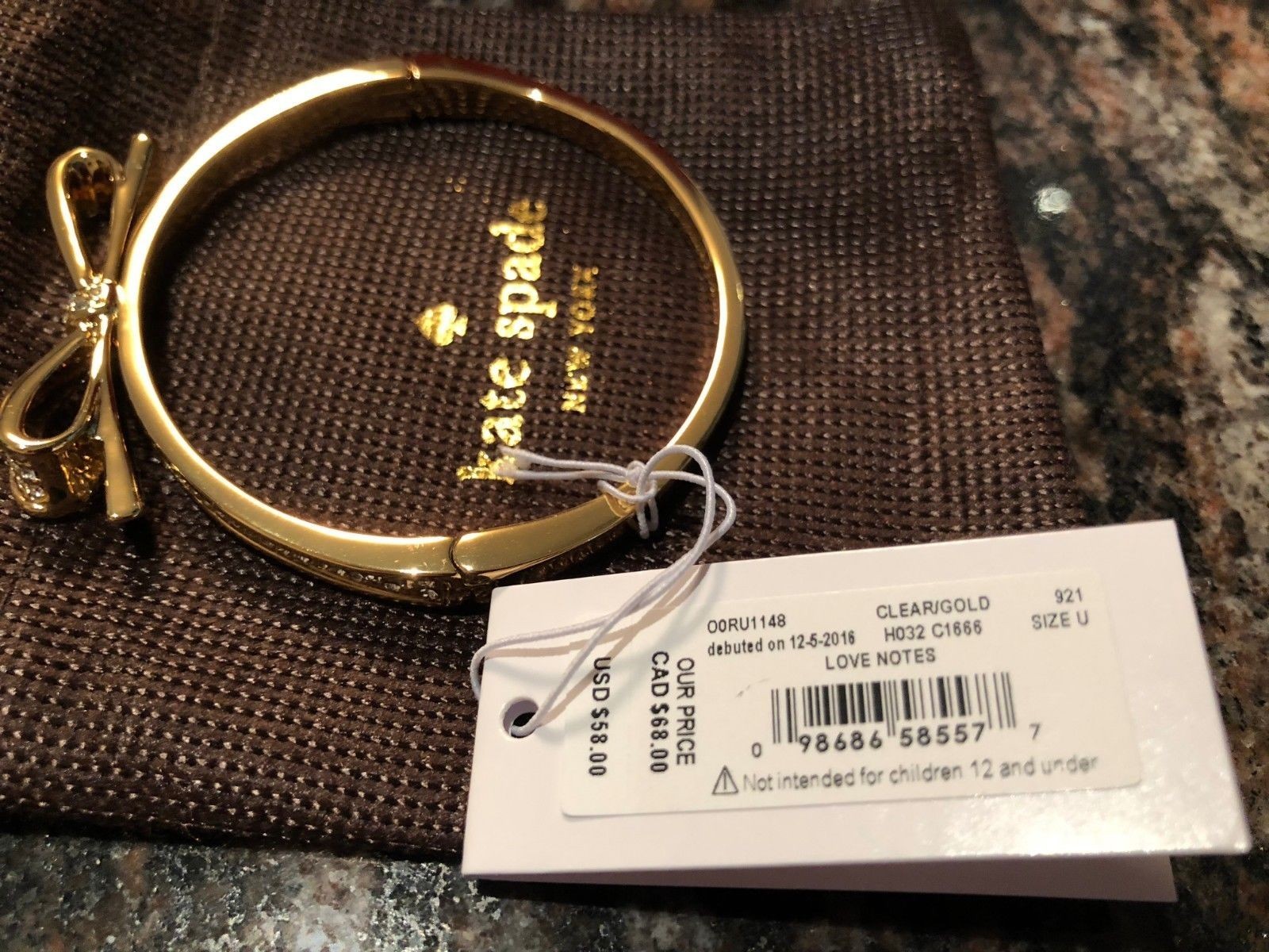 NEW Kate Spade New York Love Notes Bow Bangle Bracelet Gold Color eBay