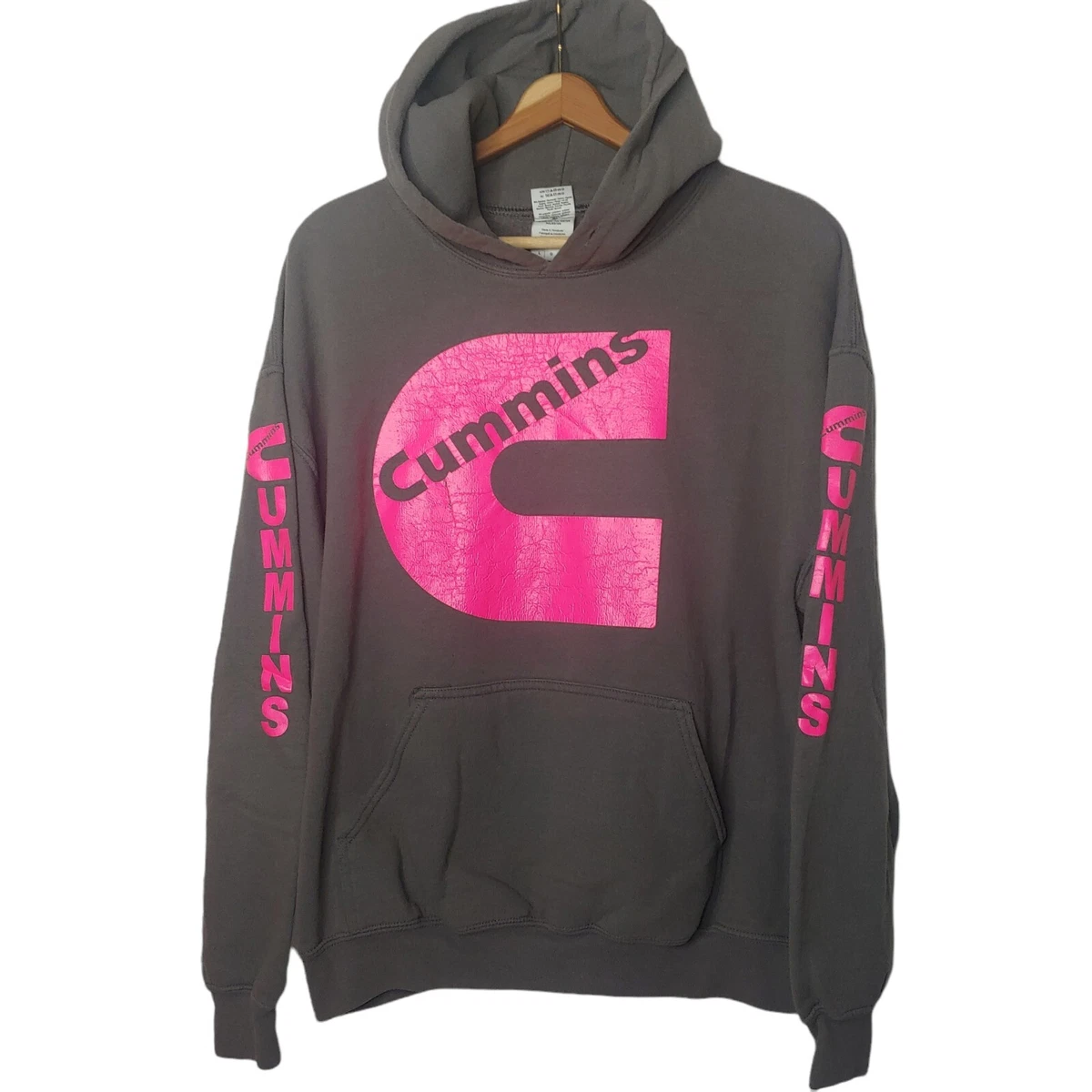 Cummins Engine Womenu0026#039;s Large Sweatshirt Pullover Hooded Gray Hot Pink  Auto READ | eBay