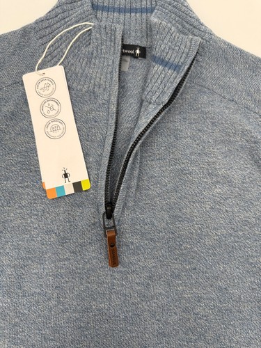 $100 Smartwool Men's Sparwood Zip-Neck Sweater-Blue Horizon- Medium-New Tag - Picture 3 of 5