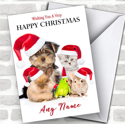 Personalisierte Weihnachtskarte Hund Katze Papagei Hase Haustiere Tier
