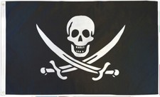 CALICO Jack Rackham Pirate Flag Jolly Roger Boating Flag Skull 5X3 Flag 100D