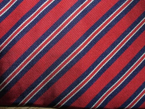 MENS POLO BY RALPH LAUREN TIE SILK MADE BY HAND IN USA RED BLUE STRIPED #525 - Picture 3 of 5