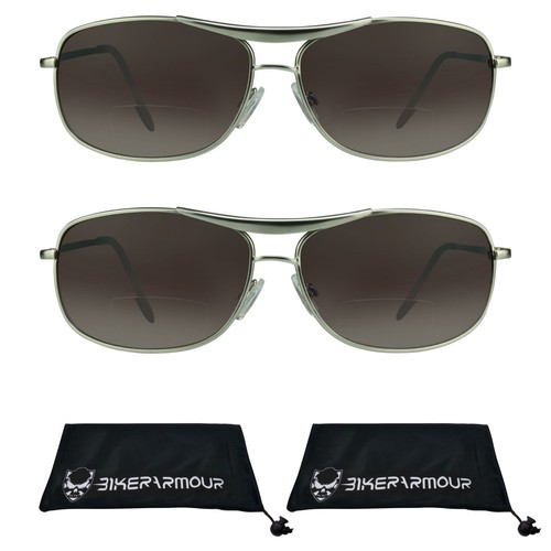 Gafas de sol aviador lector bifocal lectura hombres mujeres marrón humo metal tramposos - Imagen 4 de 32