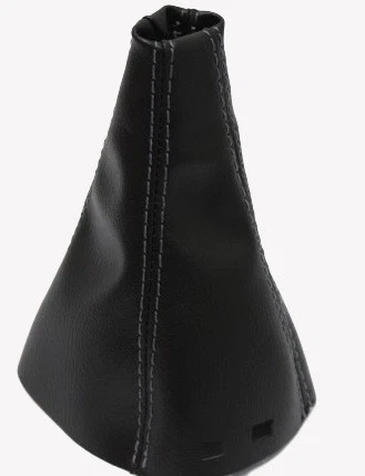 Fits 05-10 Chevrolet Cobalt Real Leather Manual Shift Boot Black w/Gray Stitch - Image 2 of 2