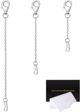 Sterling Silver Necklace Extenders for Women Silver Chain Extension Bracelet Ext