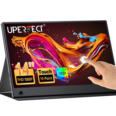 UPERFECT 14" Monitor Portátil Pantalla Táctil 1080P Pequeño Monitor HDMI Pantalla Táctil